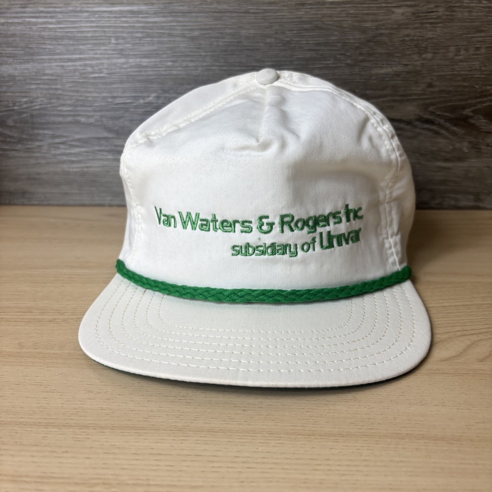 VINTAGE Van Waters Rogers Hat Cap Snap Back Embroidered Promo Mens Advertising